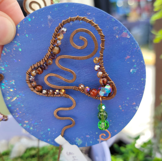 Agate Mushroom Sun Catcher Copper Plant Stake