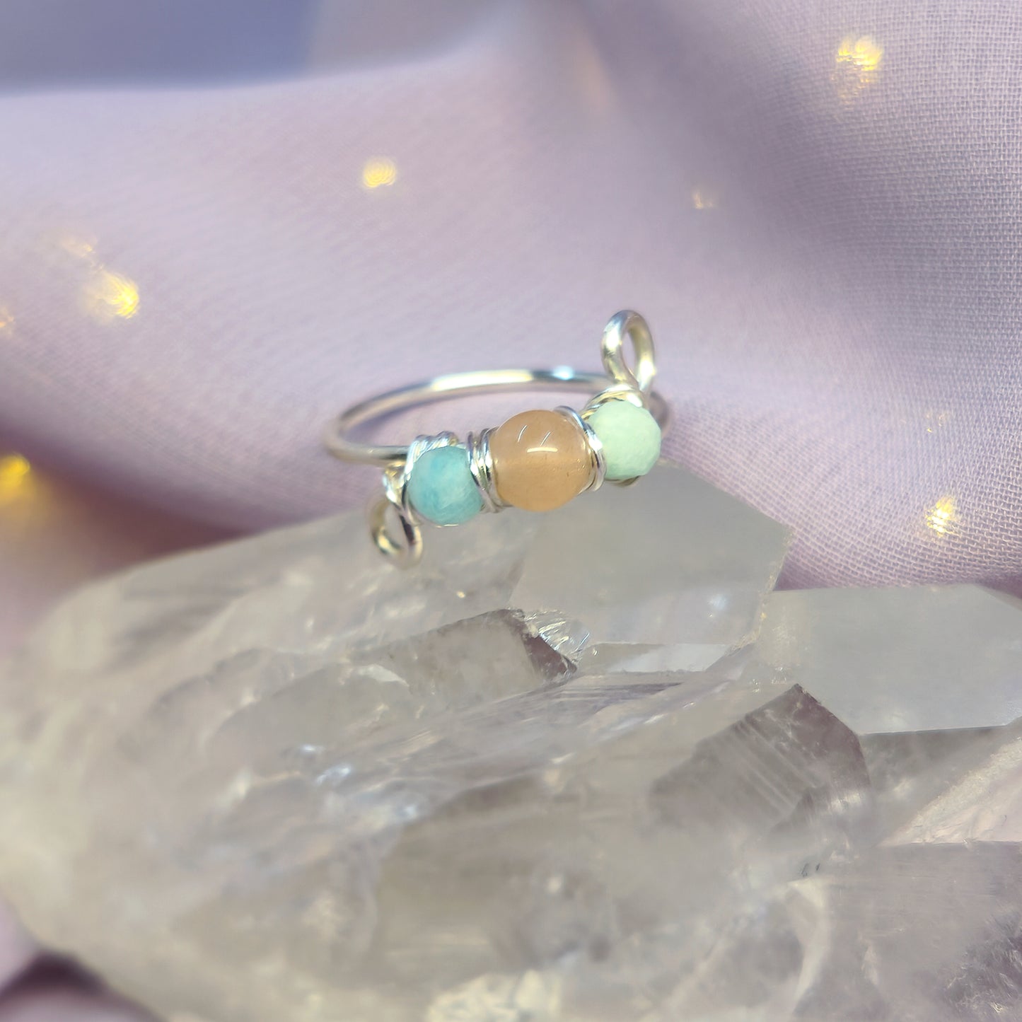 Fairy Sunstone & Amazonite Ring
