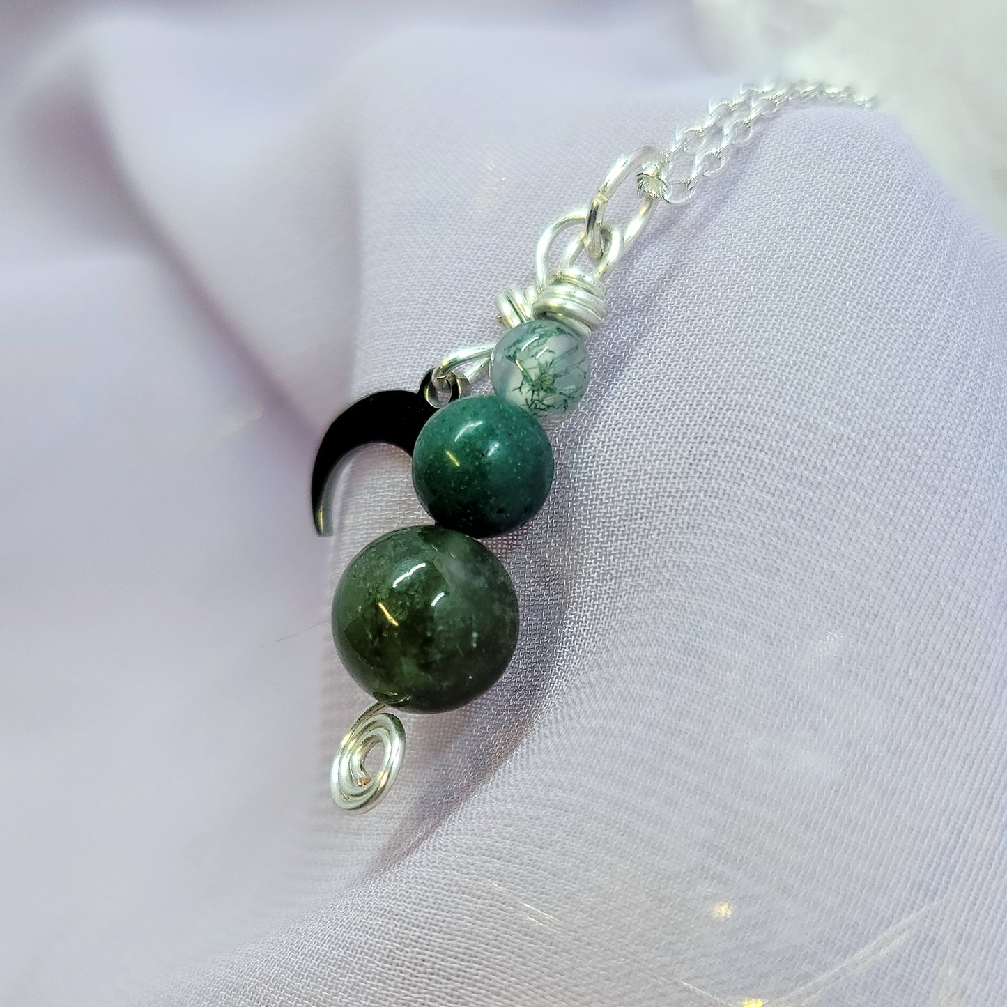 Moss Agate Moon Necklace