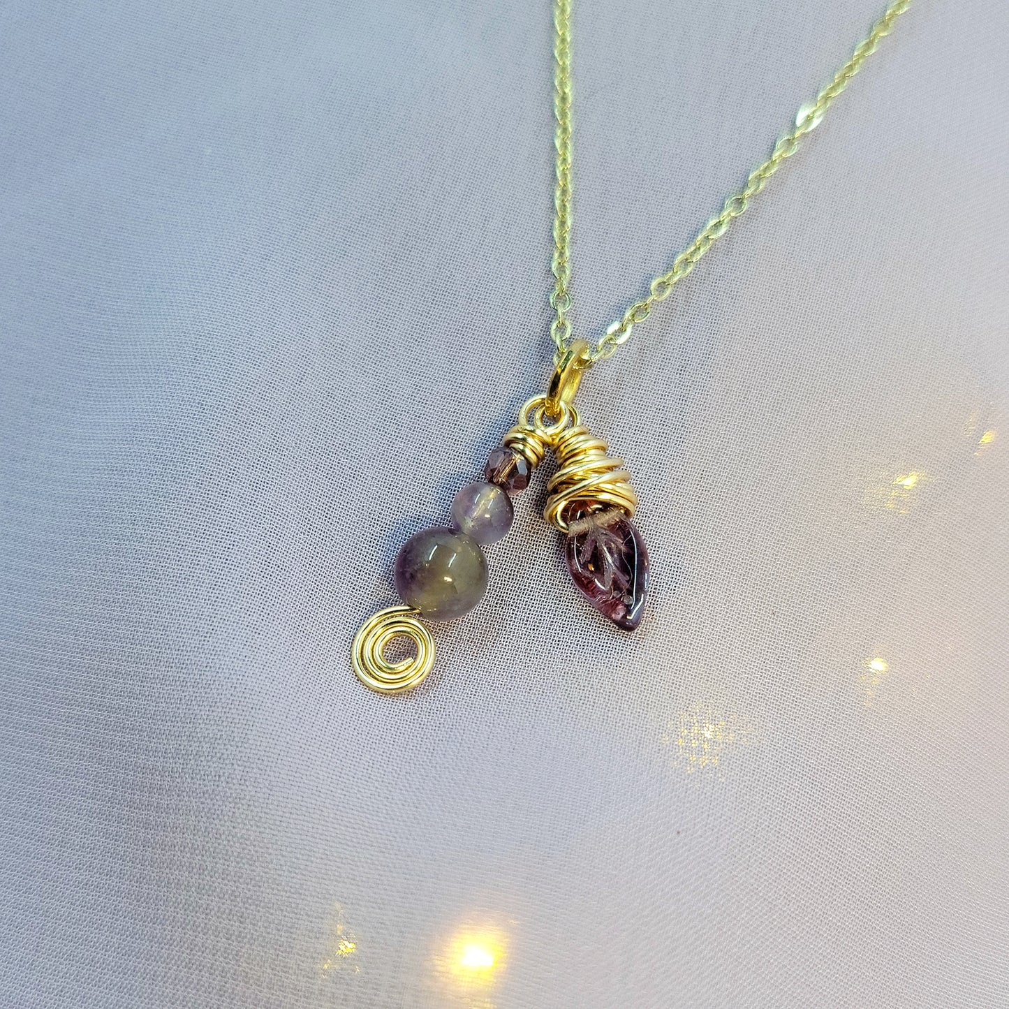 Ethereal Fairy Amethyst Leaf Necklace