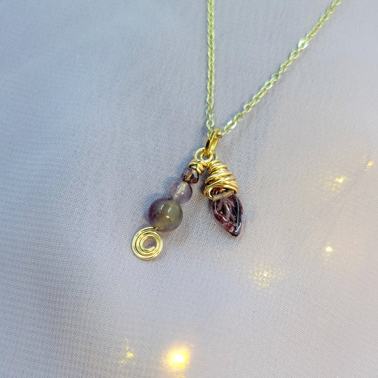 Ethereal Fairy Amethyst Leaf Necklace