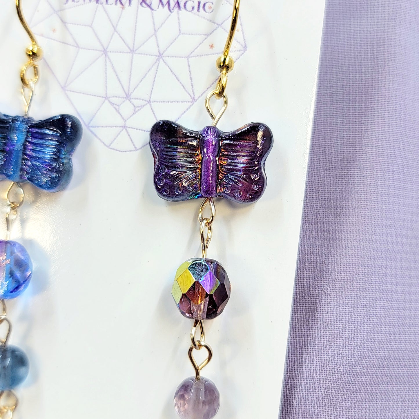 Fluorite & Amethyst Magical Butterfly Earrings