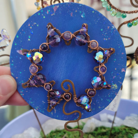 Amethyst Flower Sun Catcher Copper Plant Stake