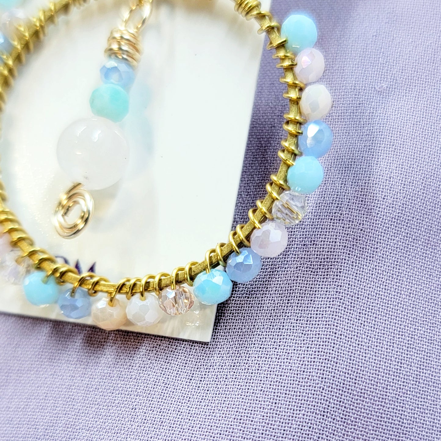 Ethereal Rose Quartz, Amazonite & Glass Hoop Earrings