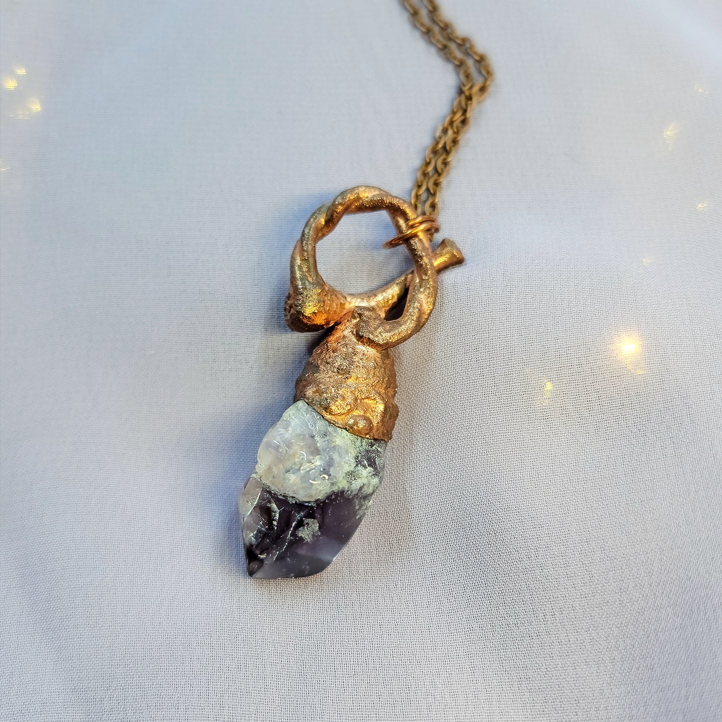 Amethyst Acorn Woodland Nymph Copper Necklace