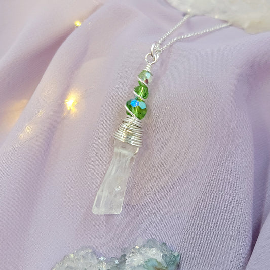 Mystical Fairy Green Witch Quartz Crystal Necklace