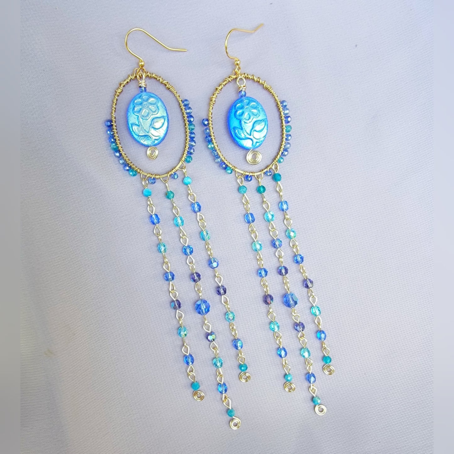 Blue Apatite Flower Earrings