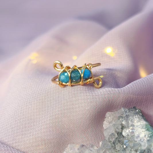 Mystical Sea Witch Fairy Blue Apatite Ring