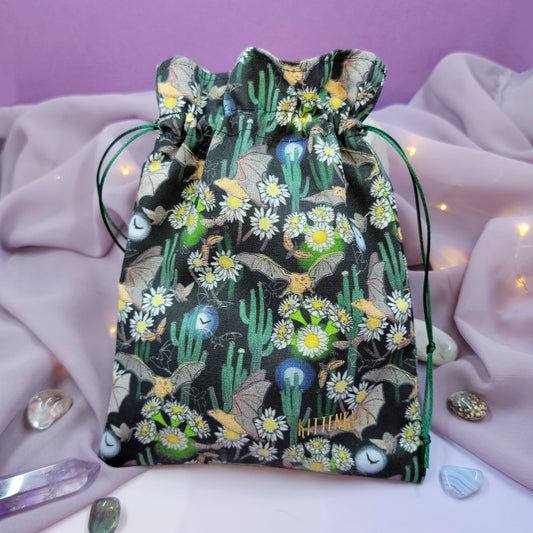 Bat & Moth Flower Crystal Trinket Pouch