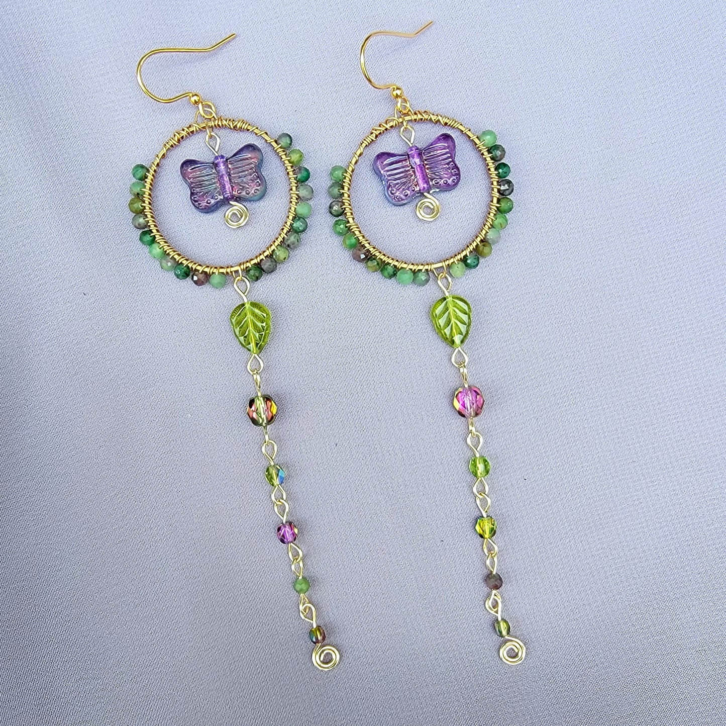 Fuschite Ruby Butterfly Garden Earrings
