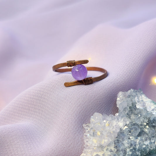Fairy Hammered Copper Amethyst Ring