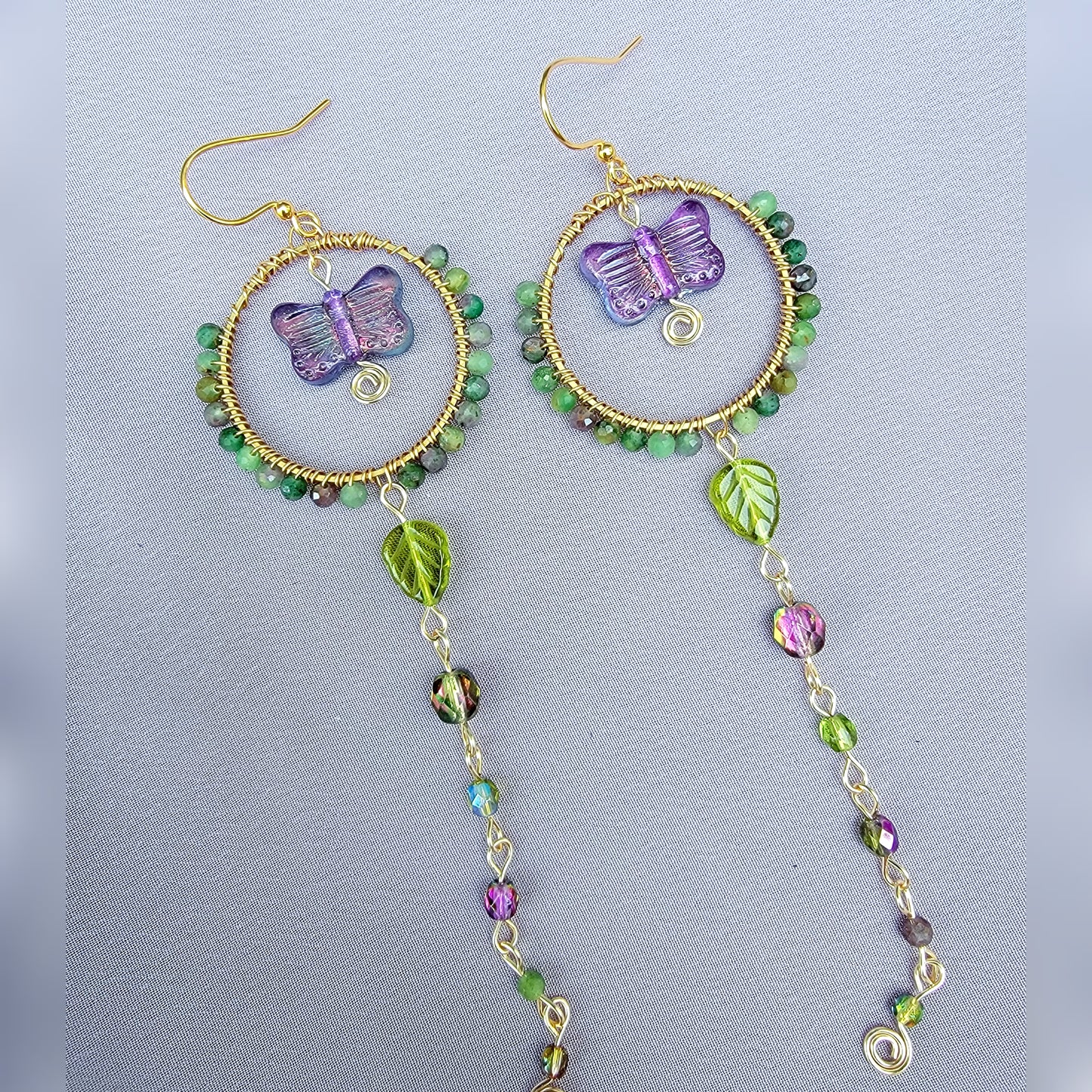 Fuschite Ruby Butterfly Garden Earrings