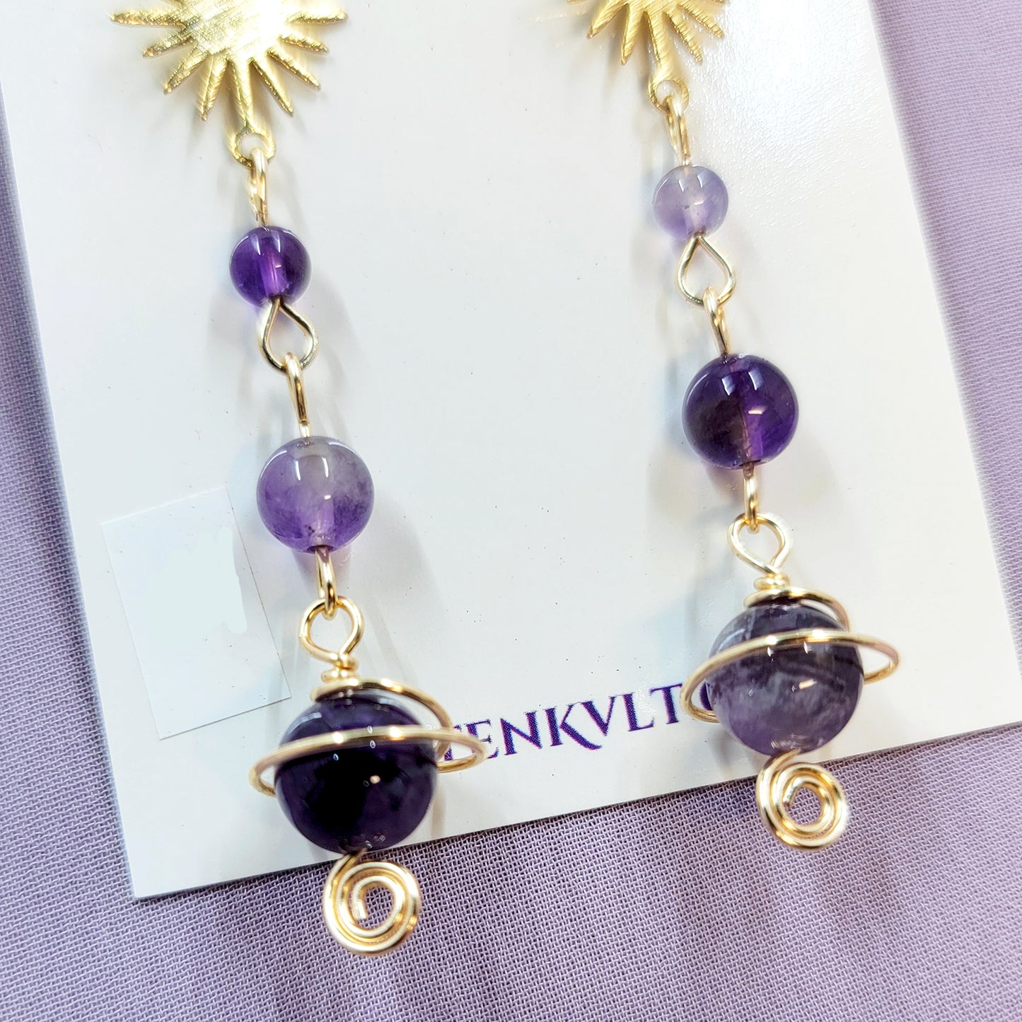 Amethyst Planet Earrings