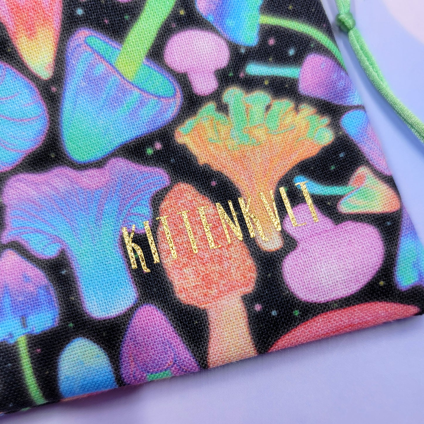 Psychedelic Rainbow Witchy Mushroom Trinket Pouch