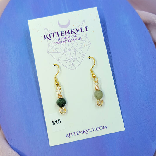 Dainty Earthy Moss Agate & Jasper Earrings