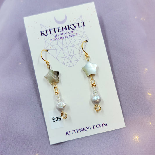 Shell Star & Freshwater Pearl Earrings