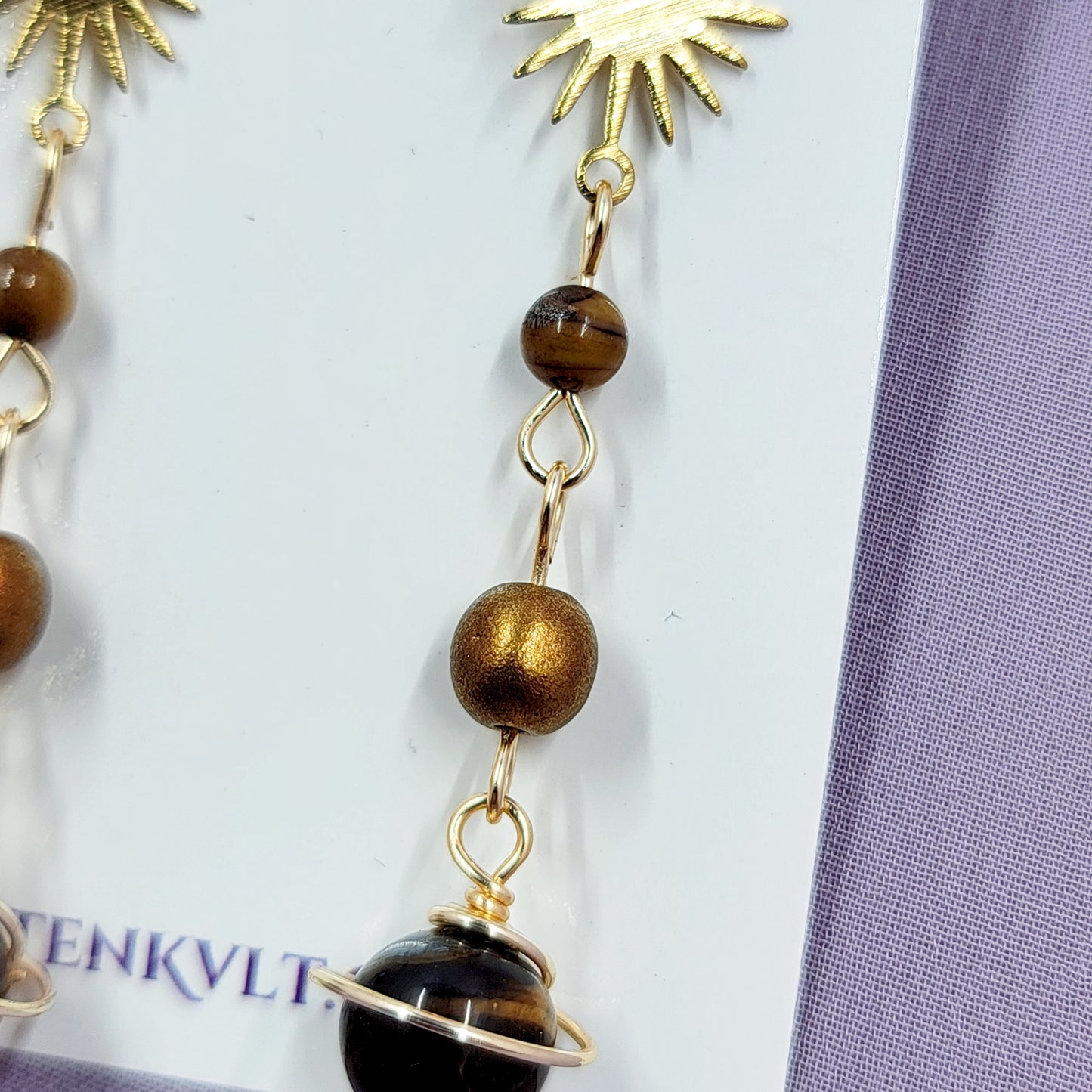 Tiger's Eye Planet Earrings