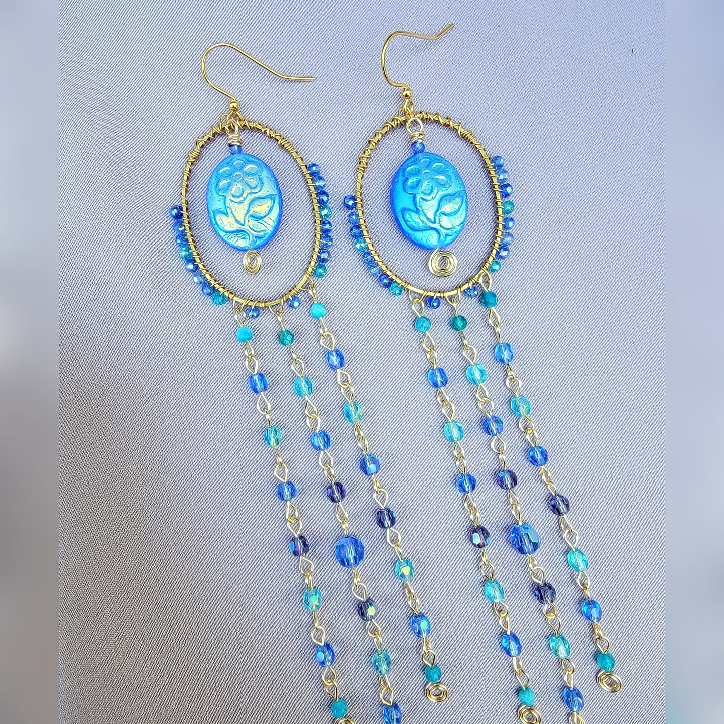 Blue Apatite Flower Earrings