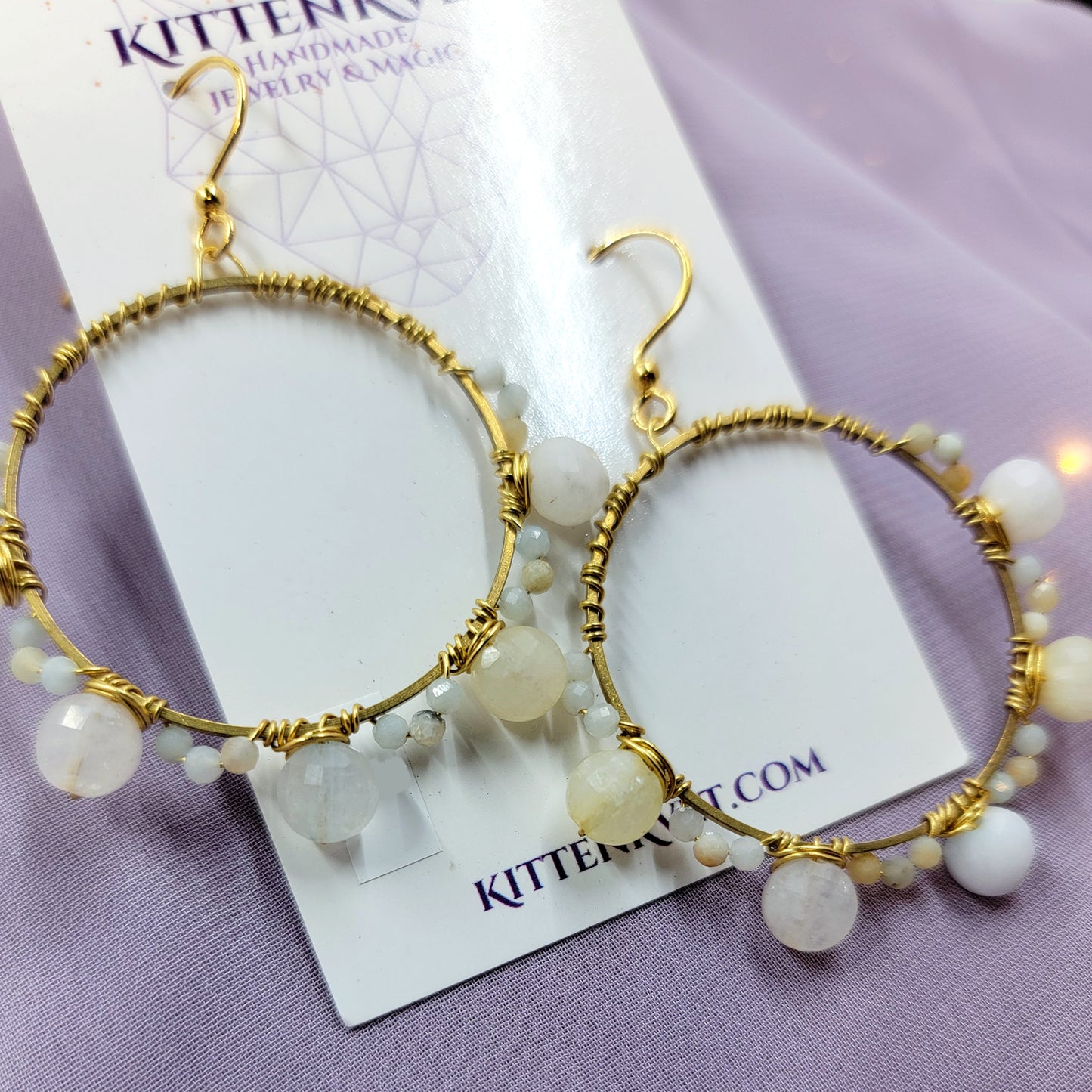 Amazonite & Quartz Mystical Hoop Earrings