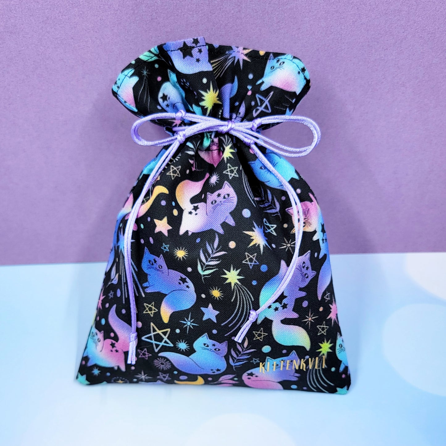 Witchy Mystical Celestial Rainbow Kitty Cats Trinket Pouch