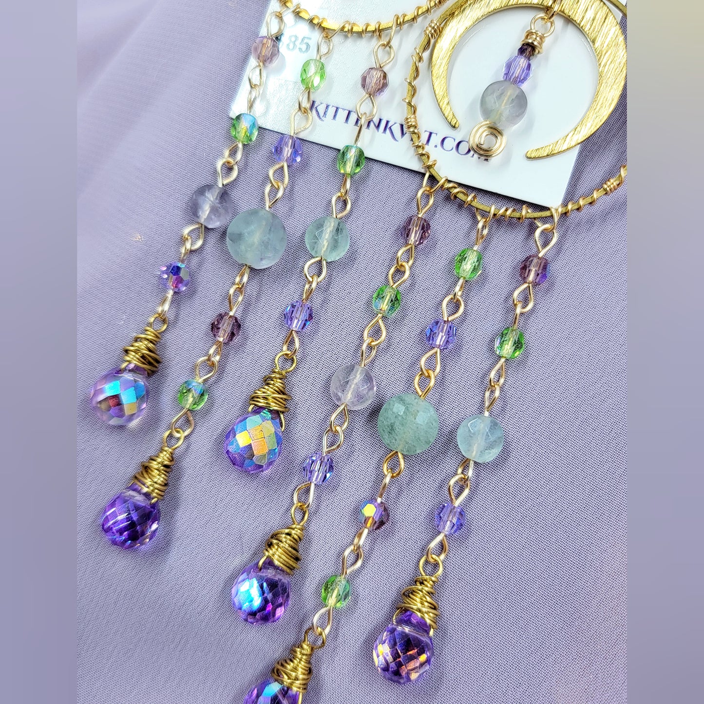 Ethereal Fluorite Fairy Sun Catcher Earrings