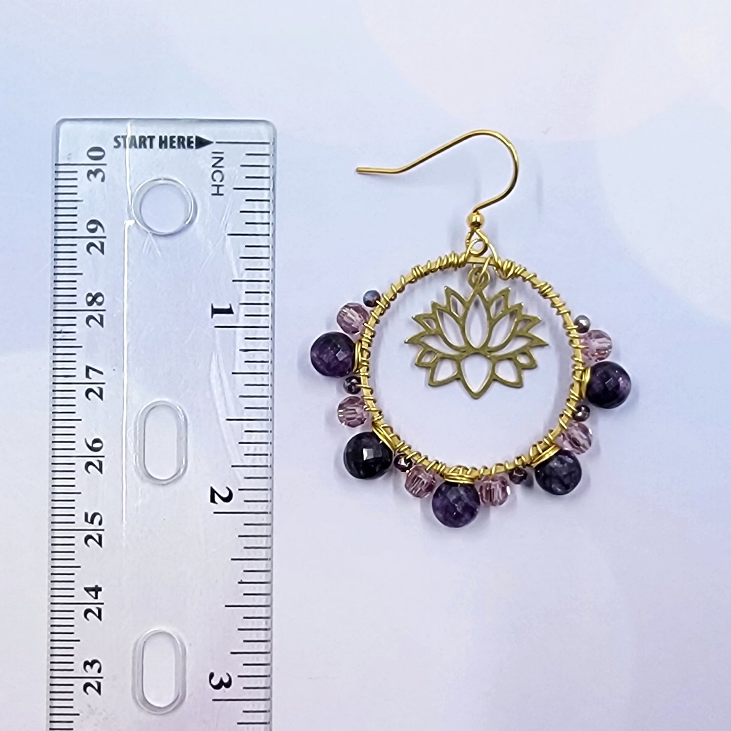 Amethyst & Prism Glass Lotus Earrings