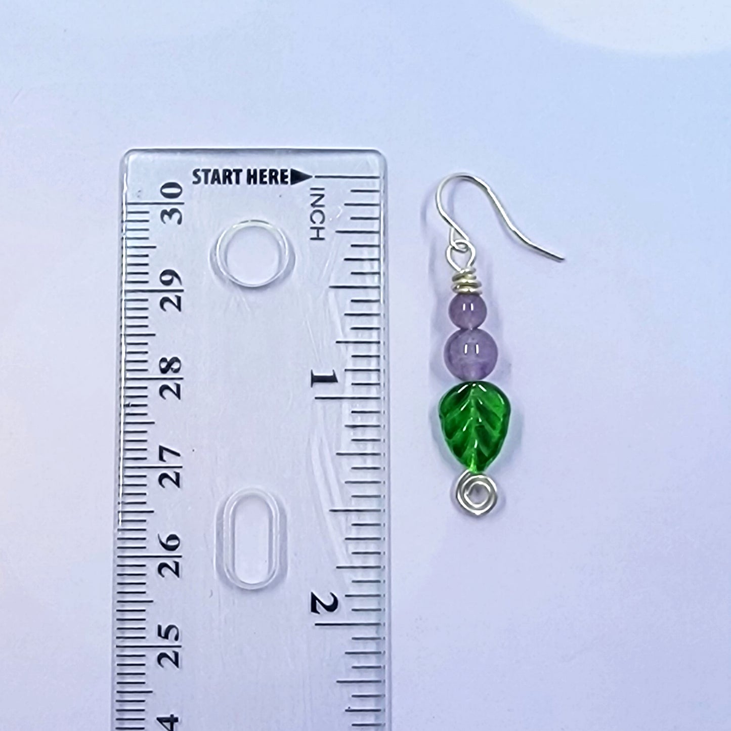 Earthy Fairy Amethyst Leaf Earrings