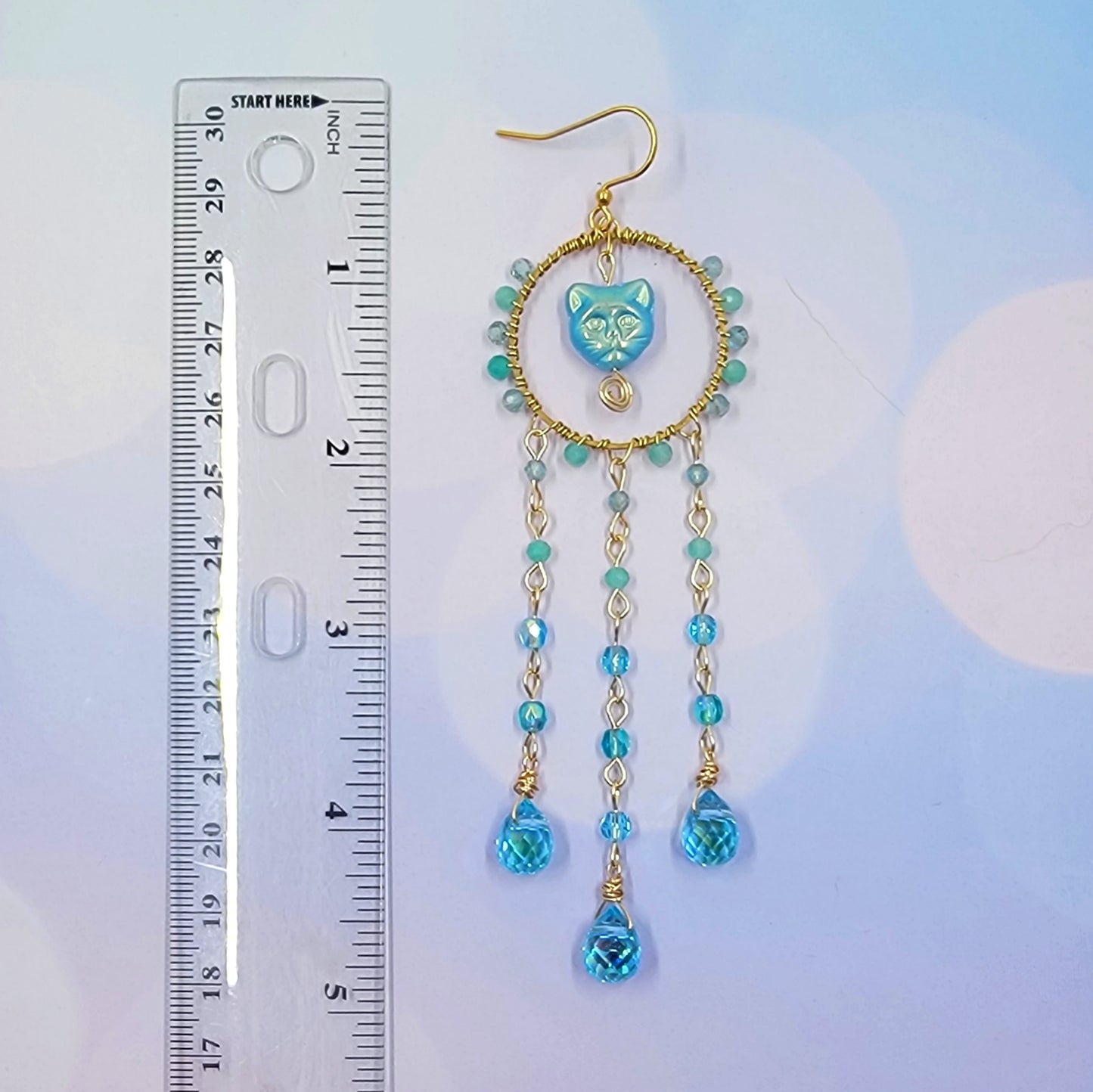 Amazonite & Blue Apatite Kitty Sun Catcher Earrings