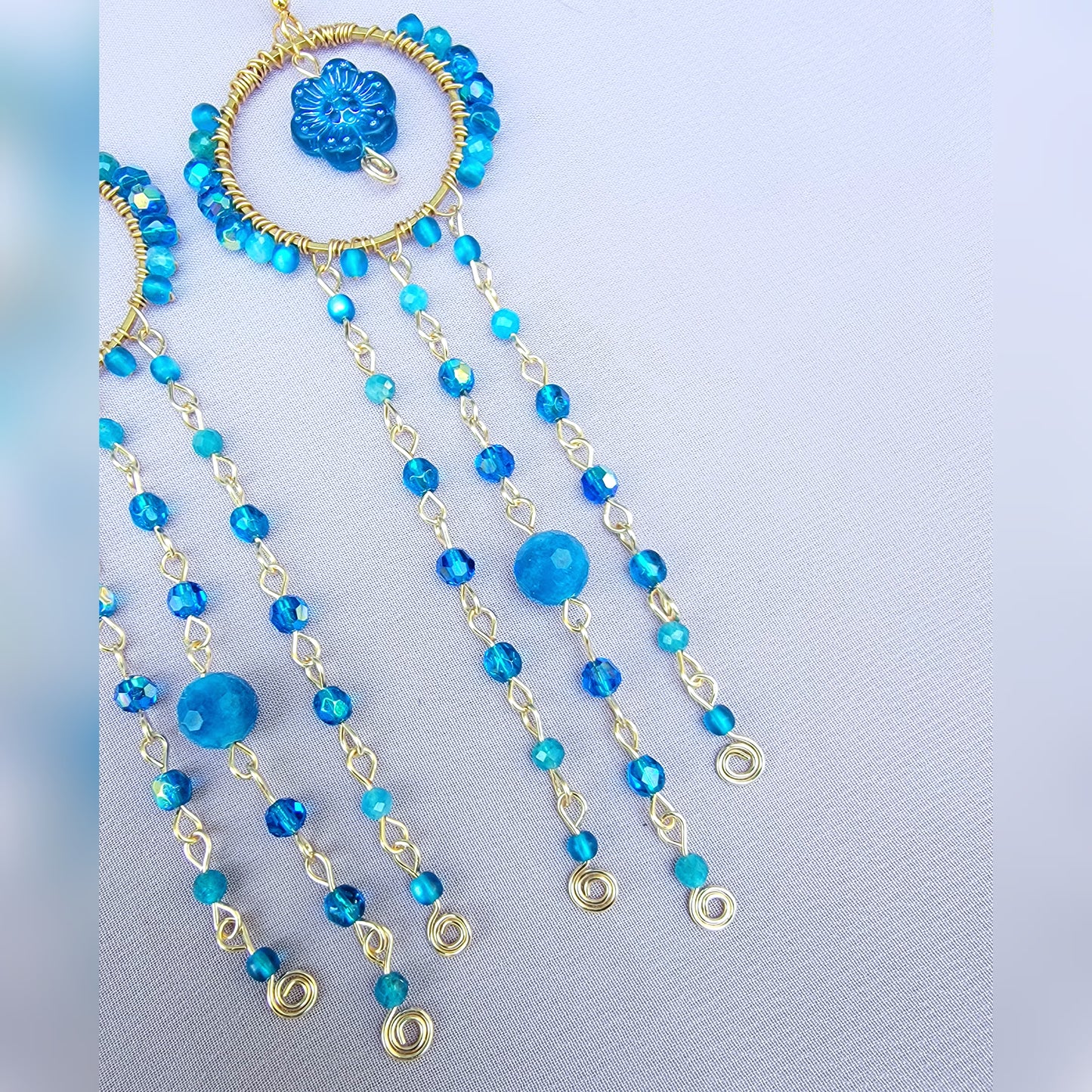 Blue Apatite Flower Earrings