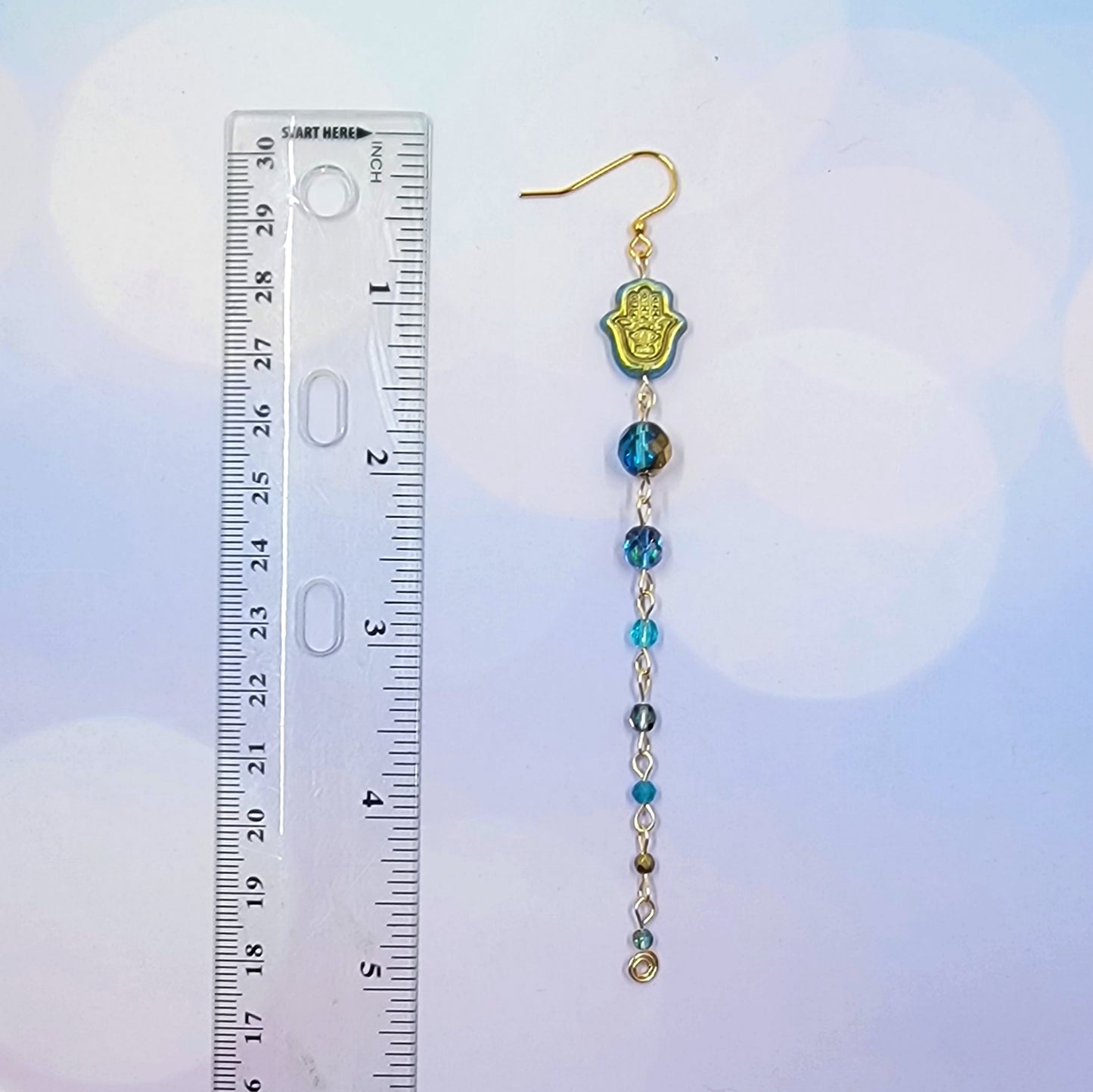 Mystical Hamsa Blue Apatite Earrings