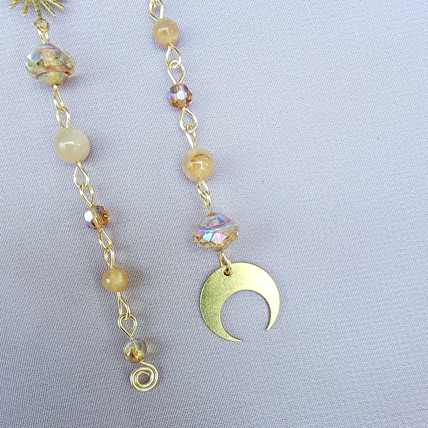 Celestial Sunstone Planet Moon Earrings