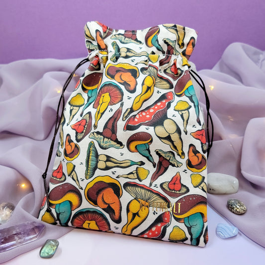 Funky Mushroom Lady Butts Crystal Trinket Pouch