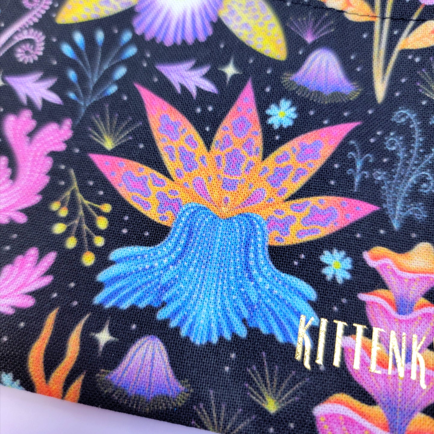 Mystical Witchy Lotus Orchid Floral Rainbow Crystal Pouch