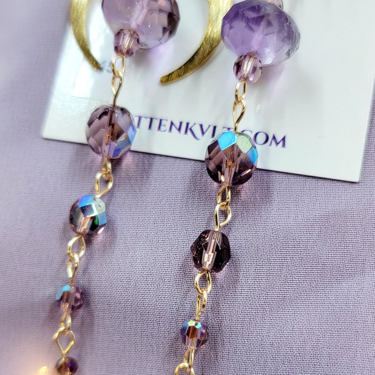 Celestial Cosmic Amethyst & Czech Glass Earrings