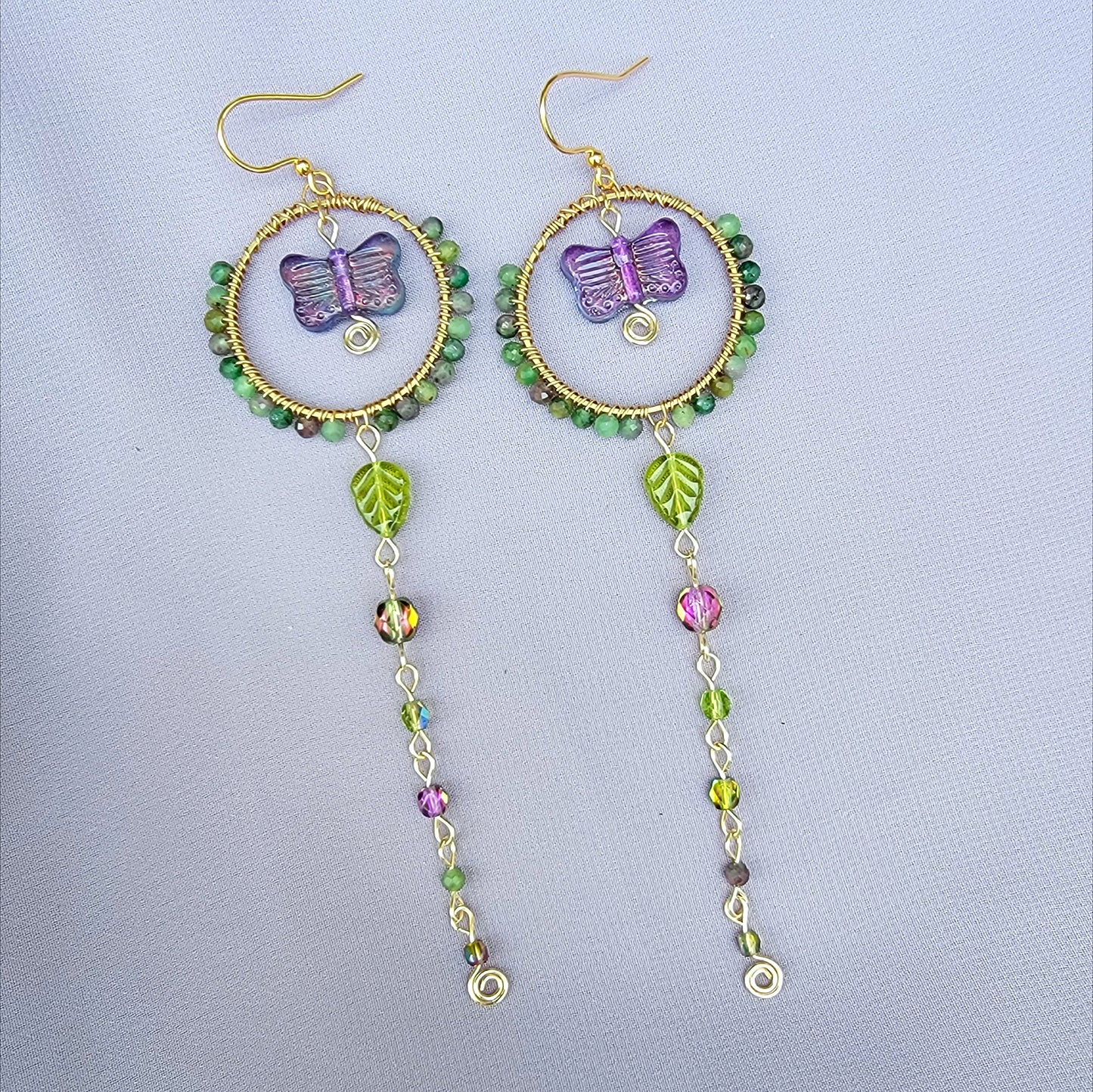 Fuschite Ruby Butterfly Garden Earrings