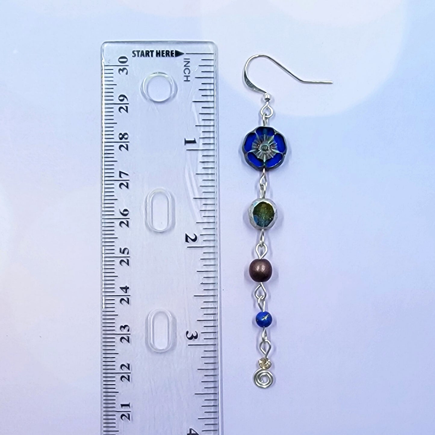 Lapis Lazuli & Czech Glass Flower Earrings