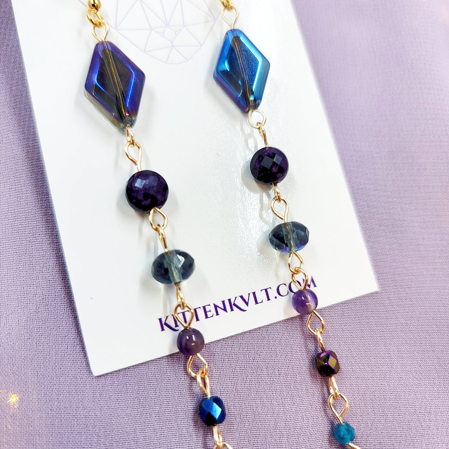 Amethyst & Blue Apatite Geometric Earrings