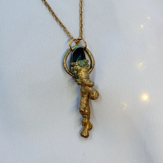Onyx & Sycamore Wood Electroformed Copper Pendant
