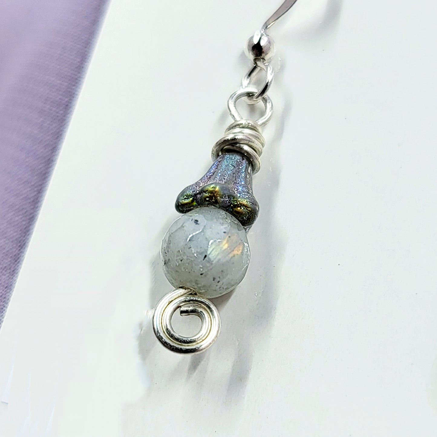 Dainty Fairy Ethereal Labradorite Flower Earrings