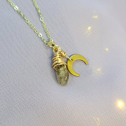 Mystical Witchy Fairy Ocean Jasper Moon Necklace