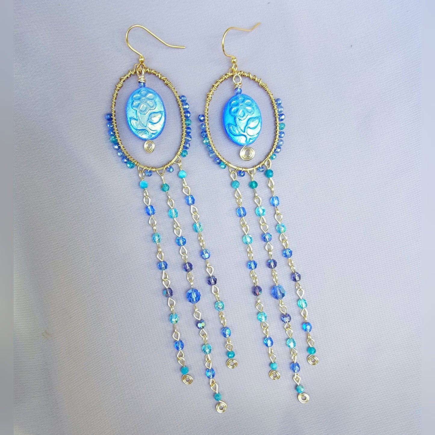 Blue Apatite Flower Earrings