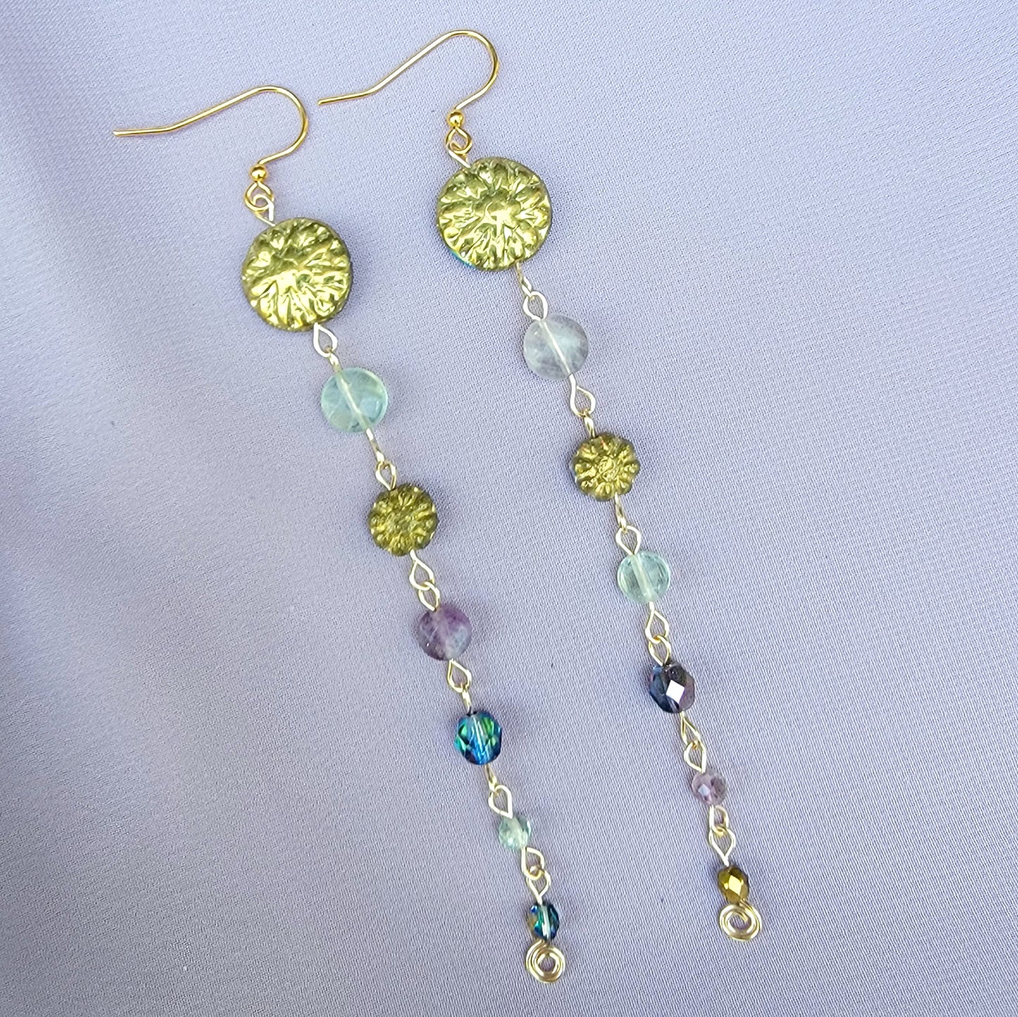 Mystical Fluorite Flower Earrings