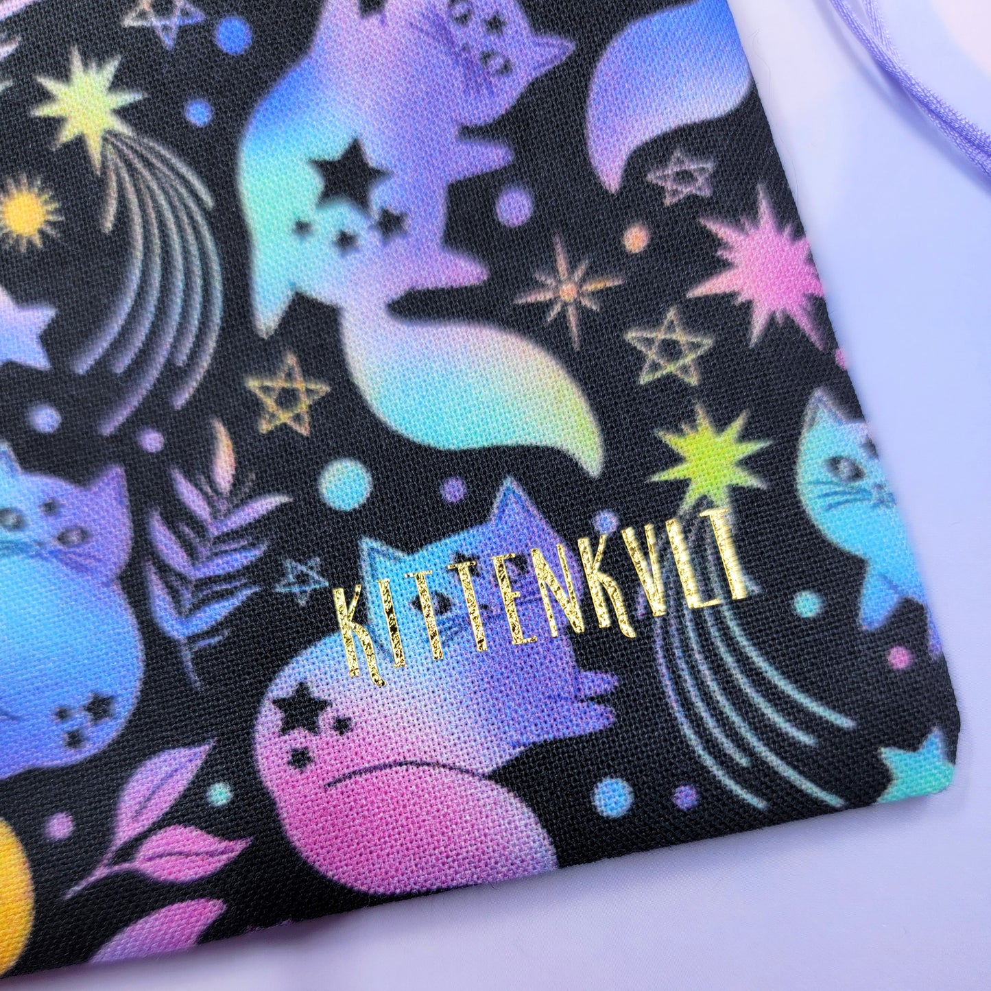 Witchy Mystical Celestial Rainbow Kitty Cats Trinket Pouch