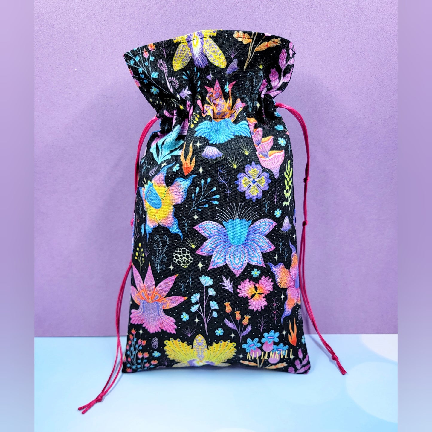 Witchy Mystical Rainbow Lotus Orchid Floral Tarot Pouch