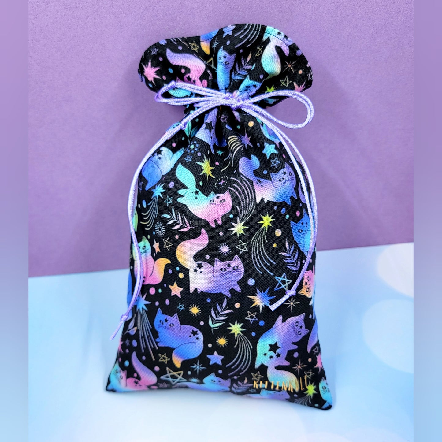 Witchy Mystical Celestial Rainbow Kitty Cats Tarot Pouch