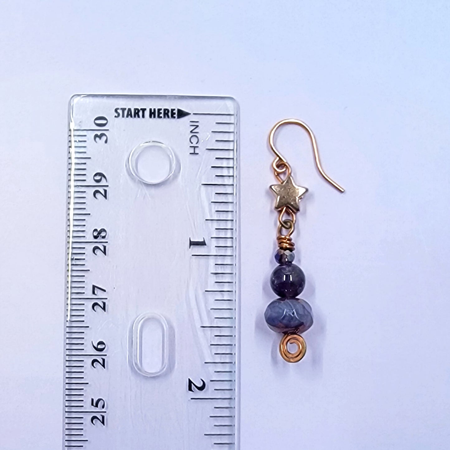 Celestial Witchy Amethyst Star Earrings, Copper Crystal Ethereal Fairy Dark Witch Amethyst Earrings
