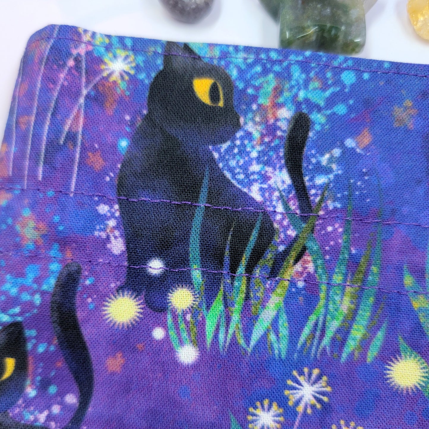 Mystical Witchy Black Cat Crystal Pouch