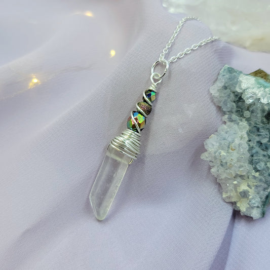 Mystical Rainbow Fairy Witch Quartz Crystal Necklace