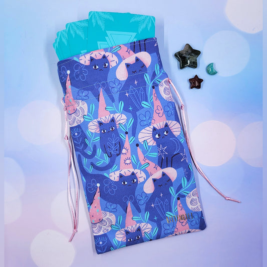 Witchy Mystical Kitty Garden Tarot Pouch