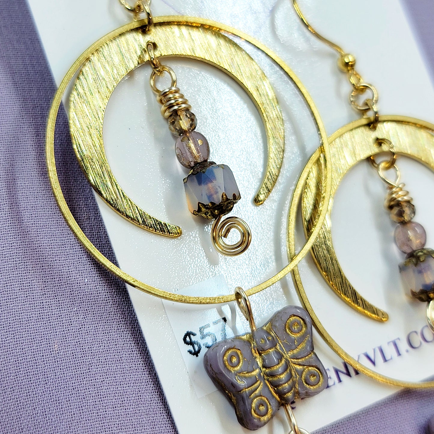 Ethereal Butterfly Lantern Aura Agate & Amethyst Earrings